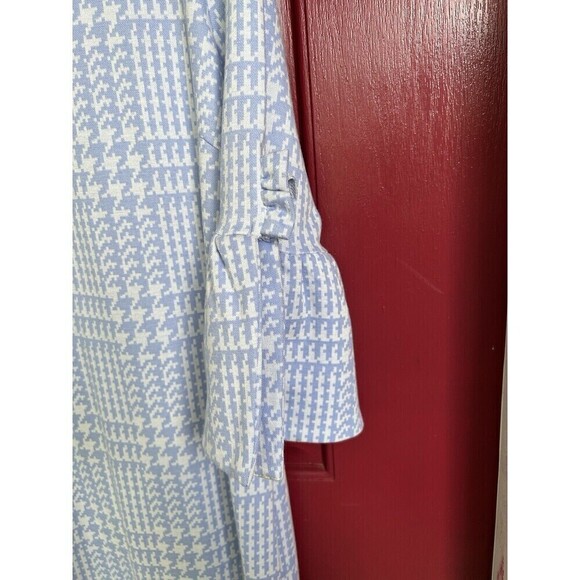 Tyler Boe Houndstooth Bluebell Flare Sleeve Mini Sweater Dress Size Large - Picture 5 of 9